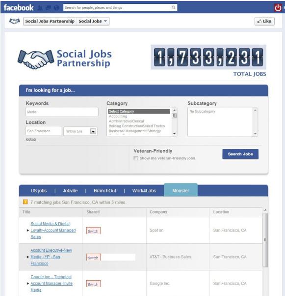 Facebook Social Jobs App